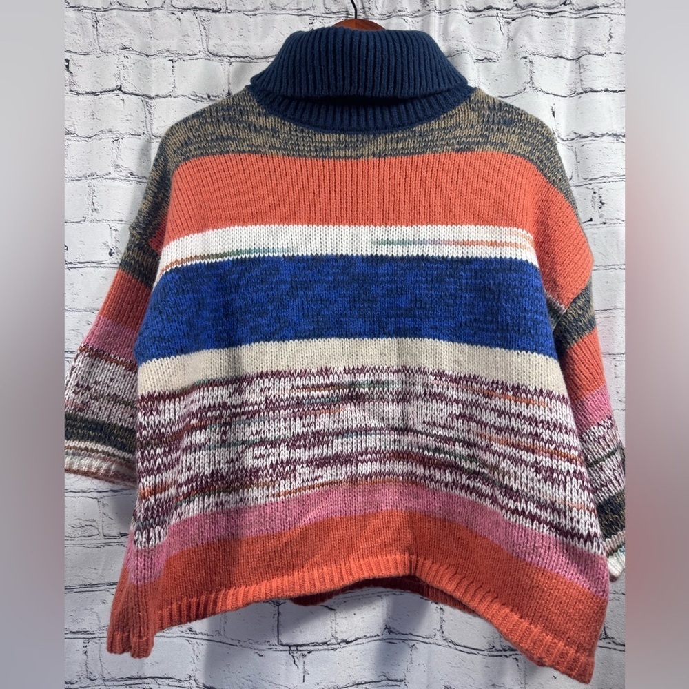 Knox Rose Striped Multicolor Turtleneck Sweater EUC